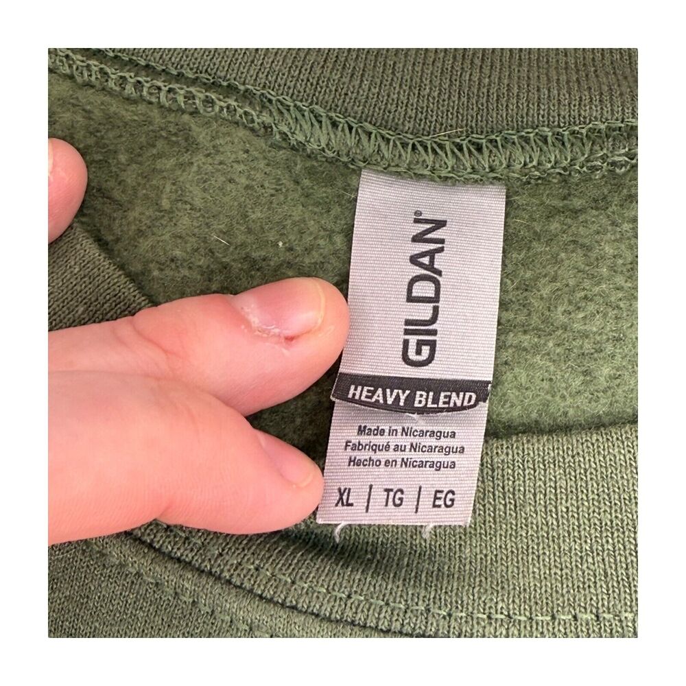 Gildan Sweatshirt Men's XL Olive Green Fleece Lined Baked To Perfection Pullover - Picture 2 of 8